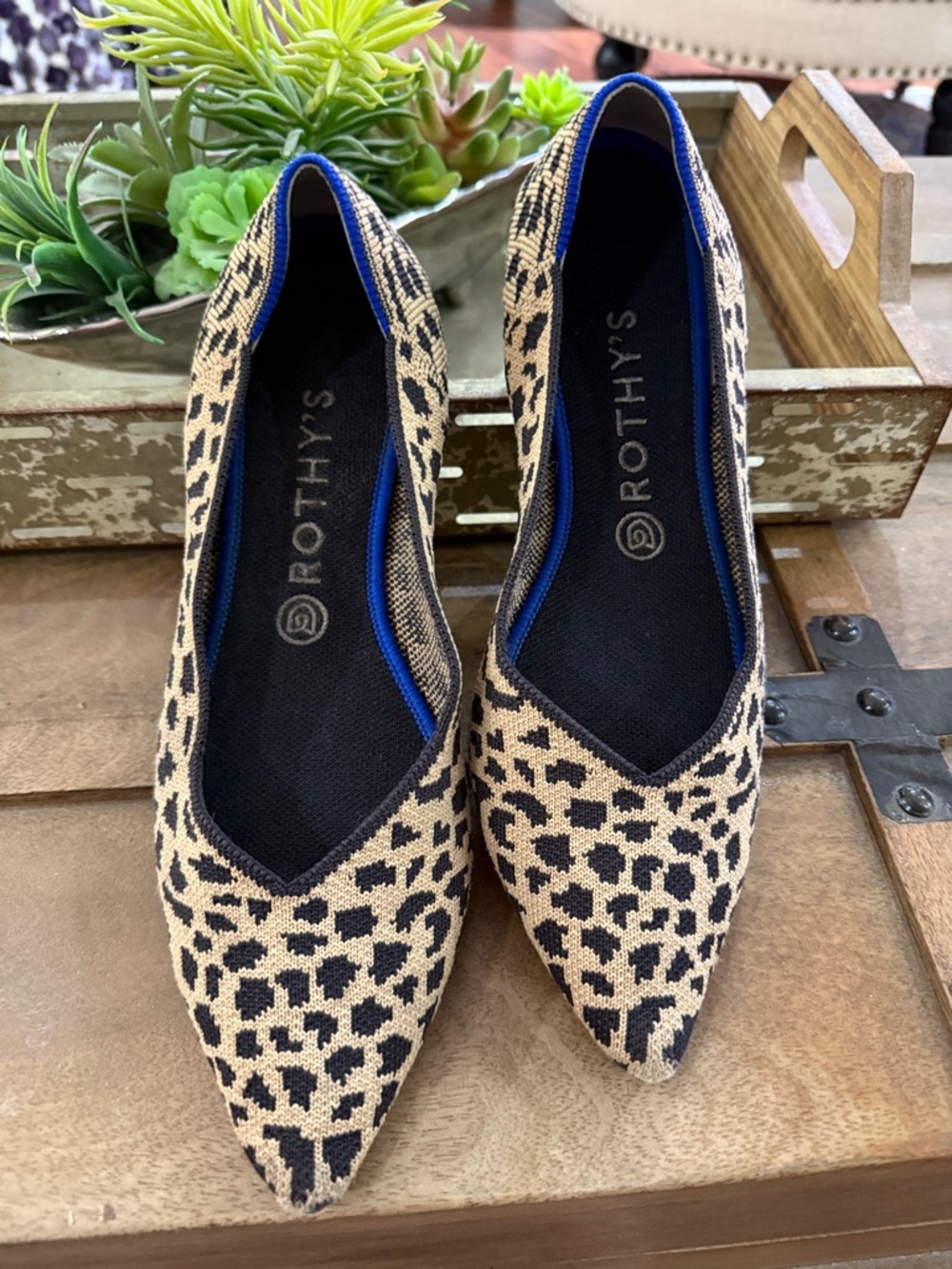 Rothy's Leopard-Print Pointed Flats - Tan & Black